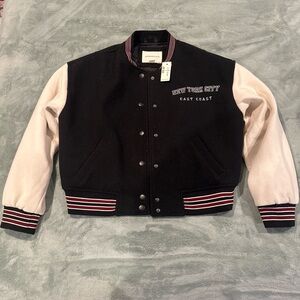 Aeropostale Black Varsity Jacket with Red Accents